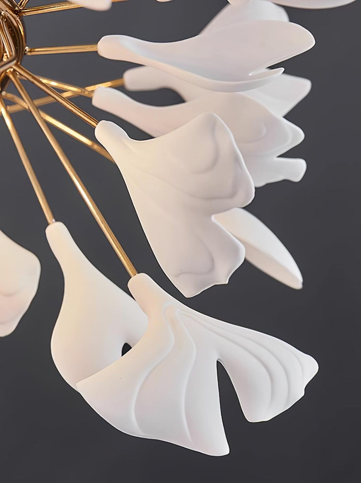 Double Layer Combination Gingko Ceramic Branch Chandelier