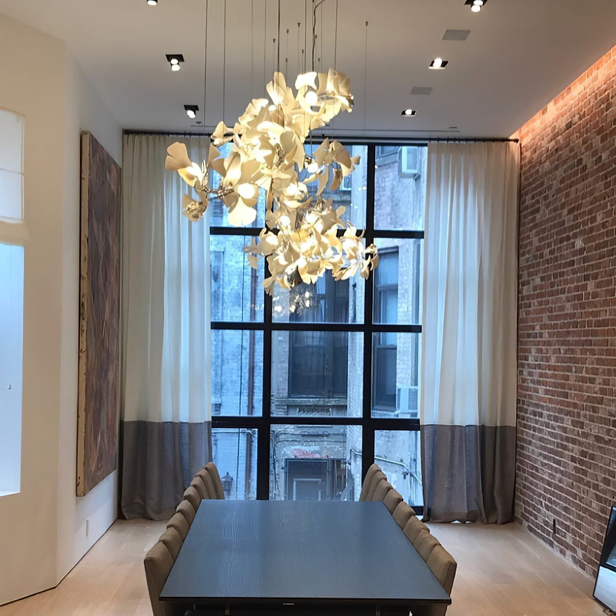 Gingko Leaves Ceramics Spiral Branch Chandelier