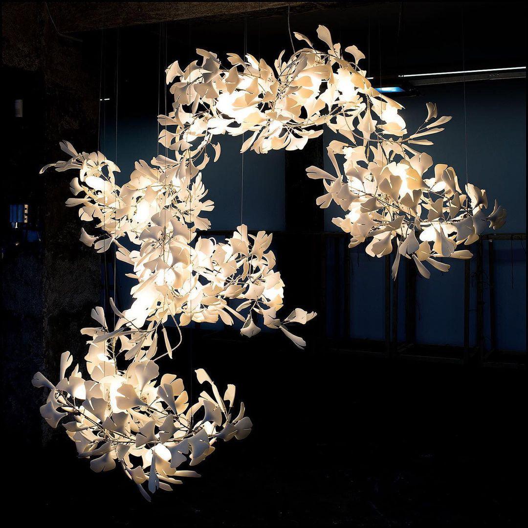 Gingko Ceramic Branch Chandelier F