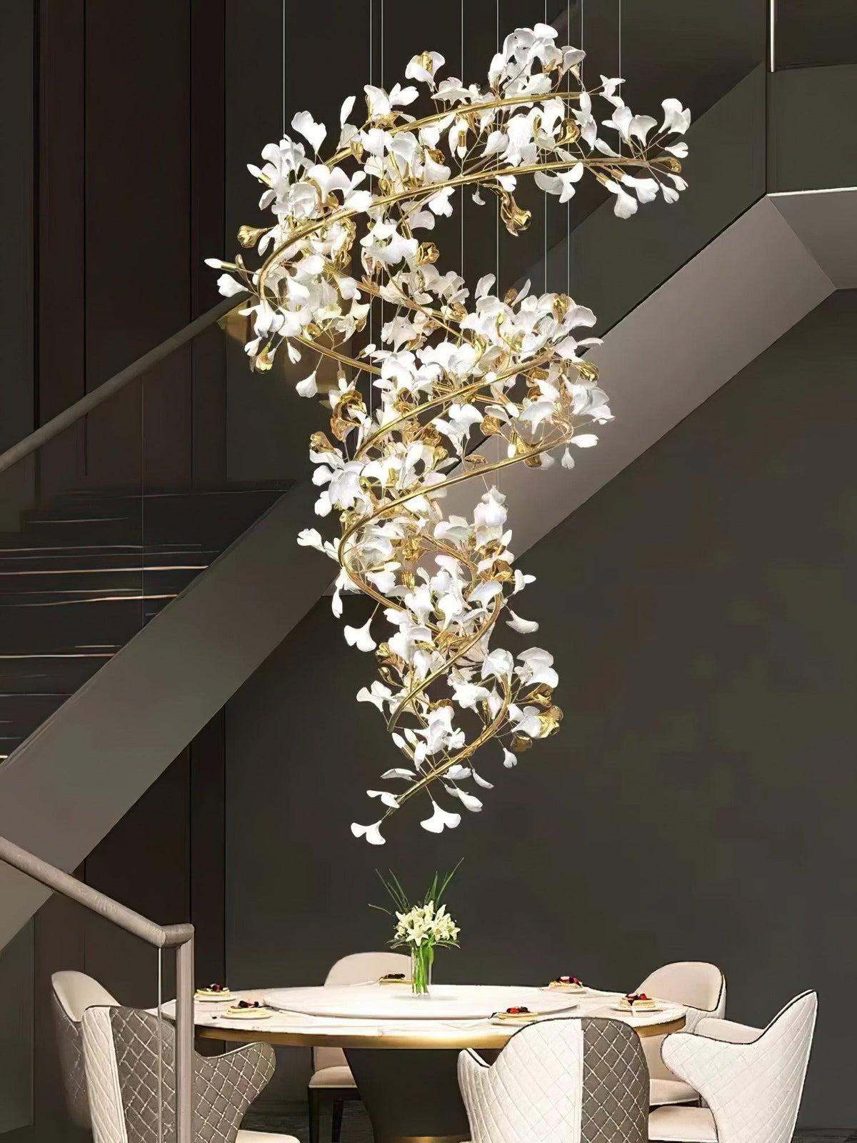 Gingko Ceramic Branch Chandelier F