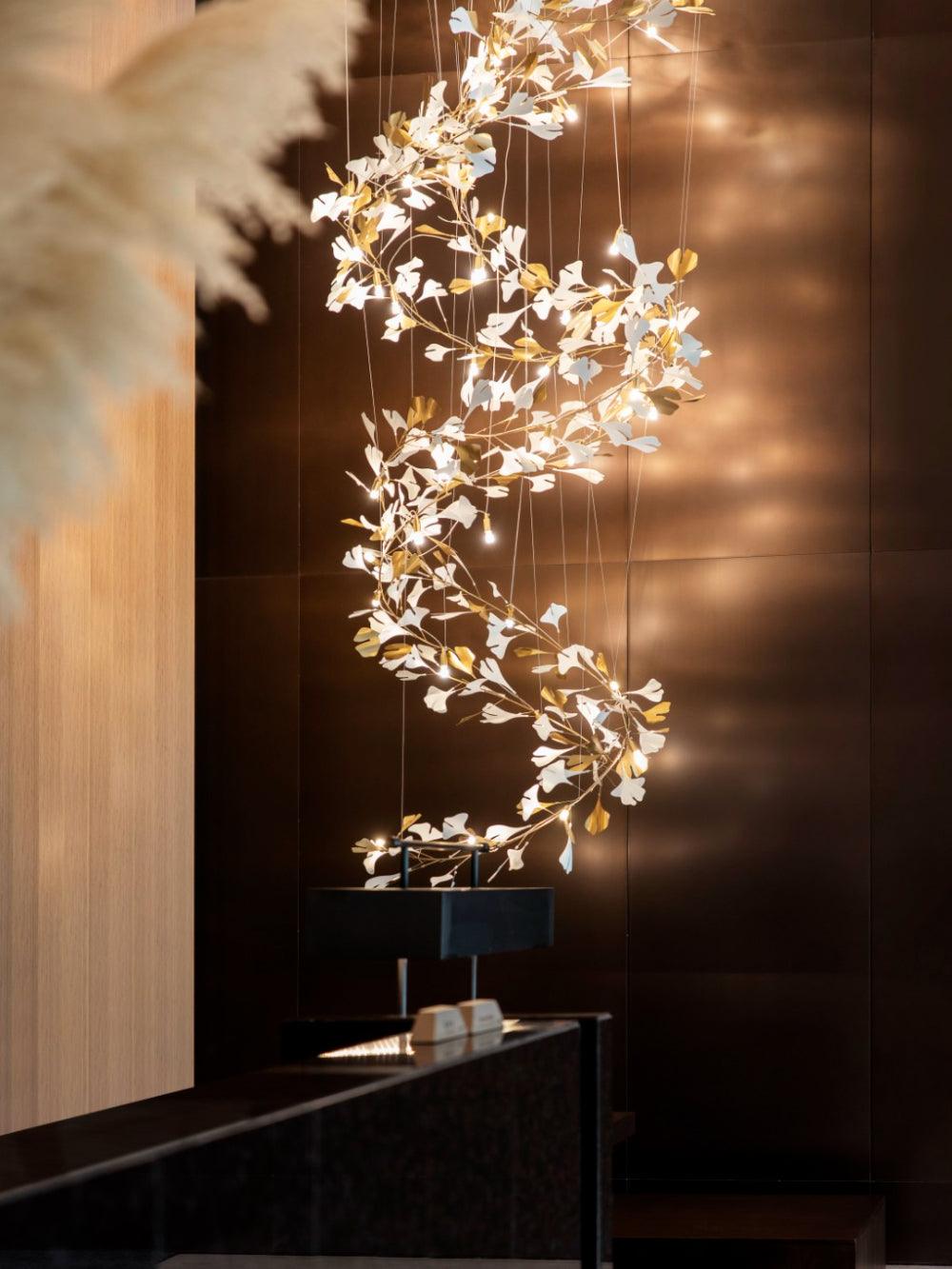 Gingko Ceramic Branch Chandelier F