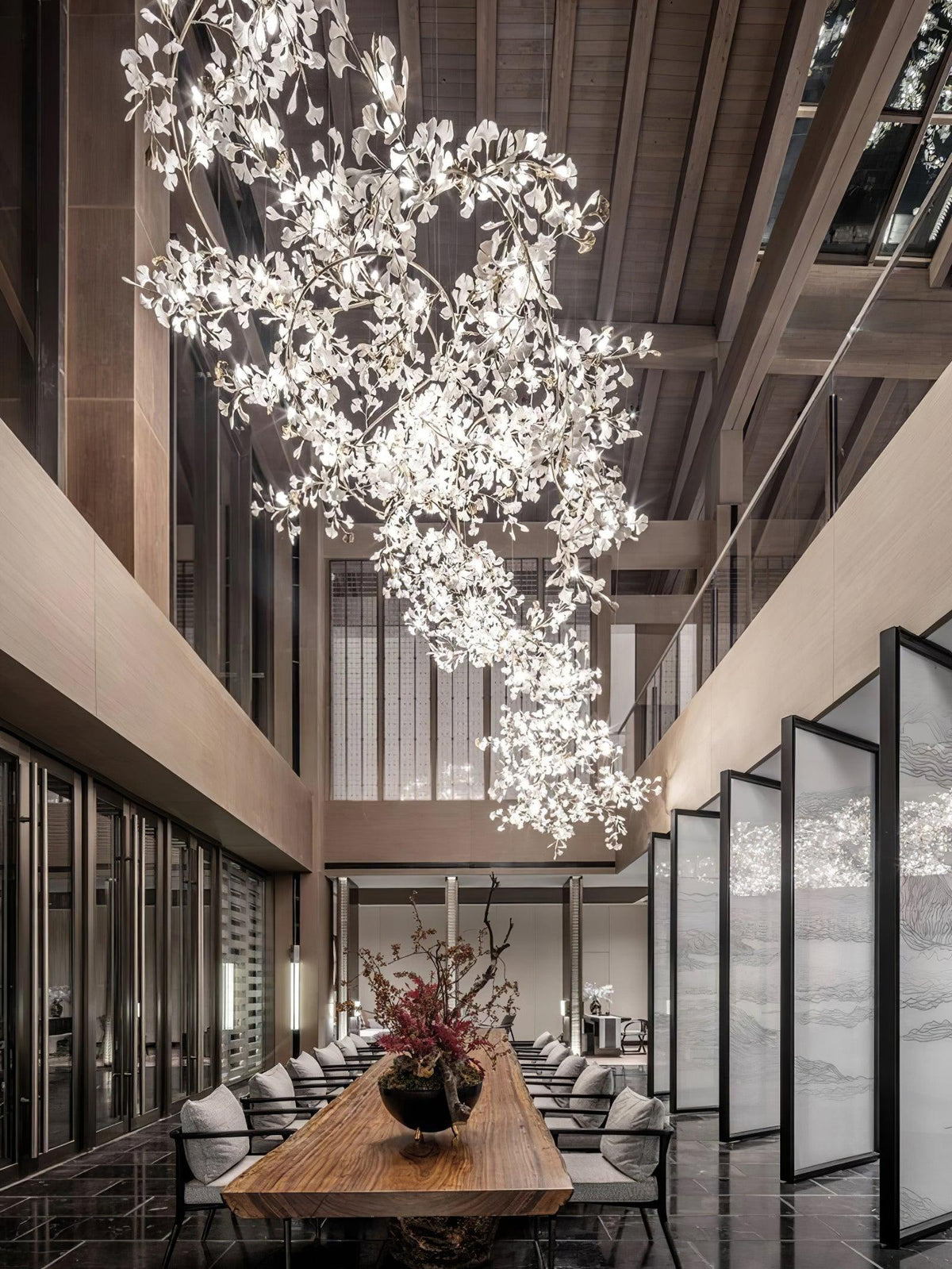 Gingko Ceramic Branch Chandelier F