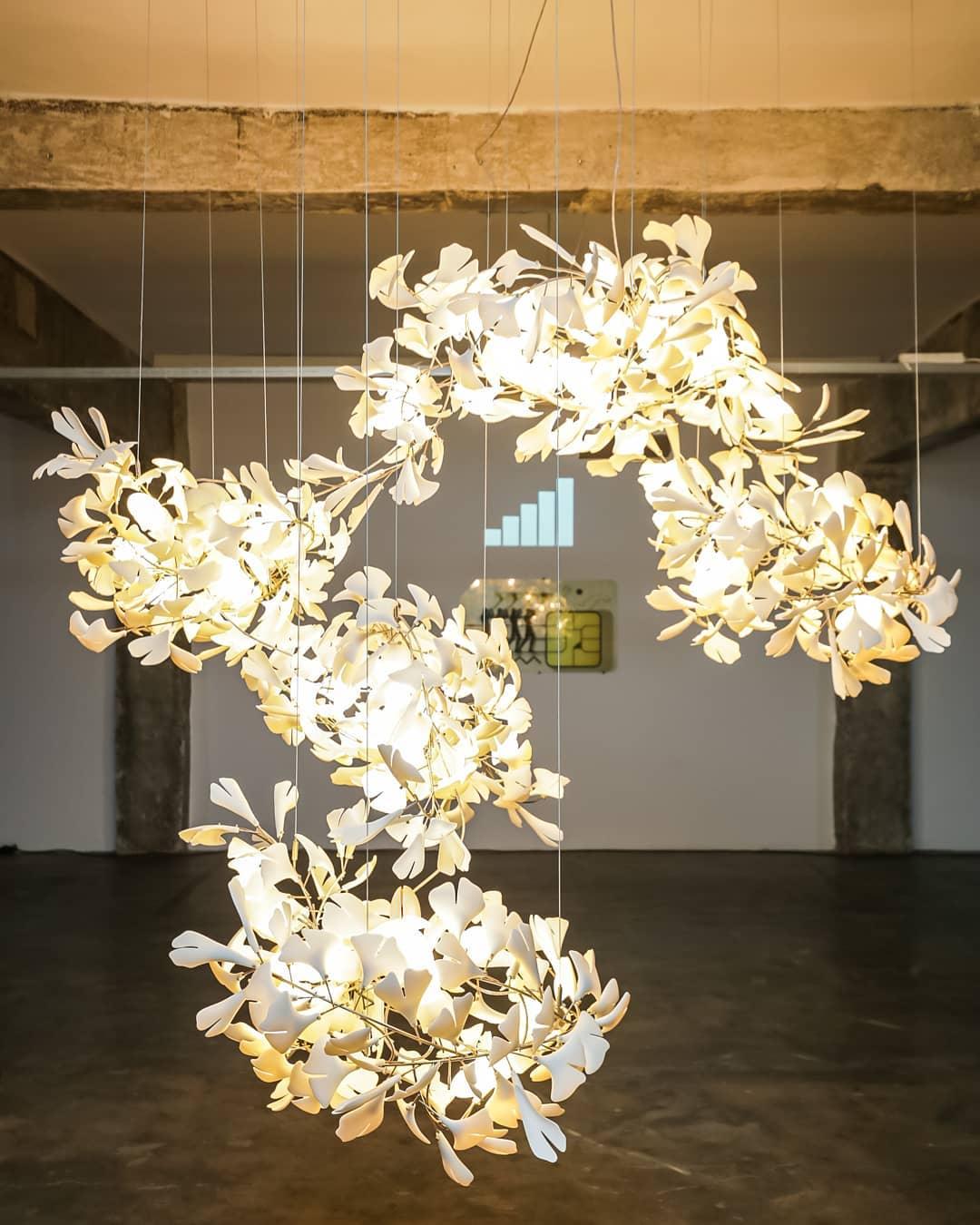 Gingko Ceramic Branch Chandelier F