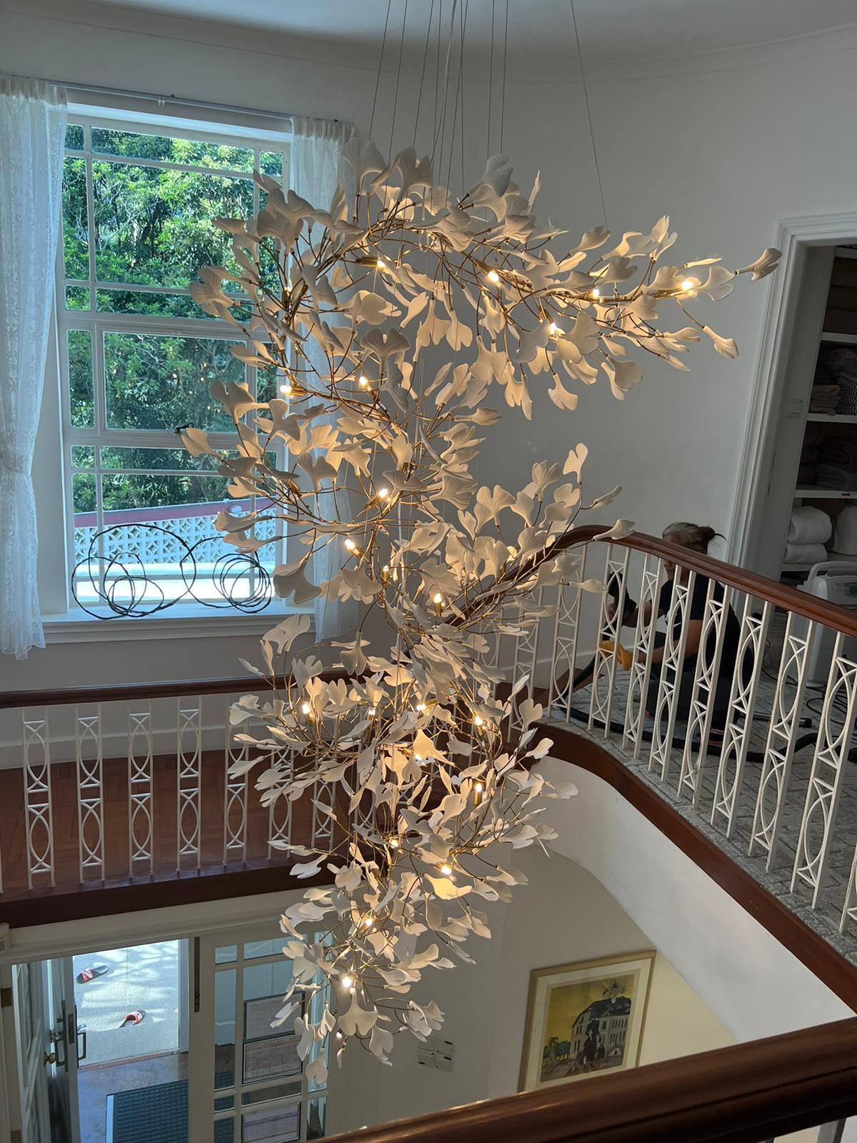Gingko Ceramic Branch Chandelier F