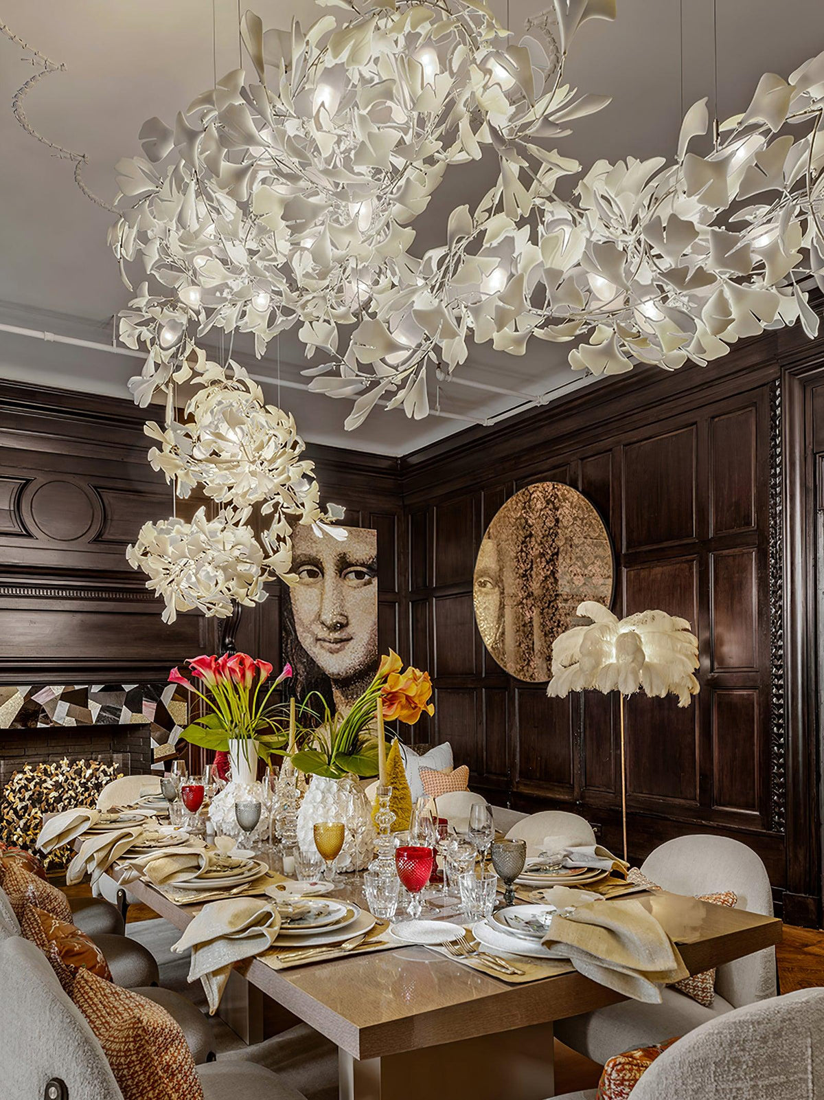 Gingko Ceramic Branch Chandelier C