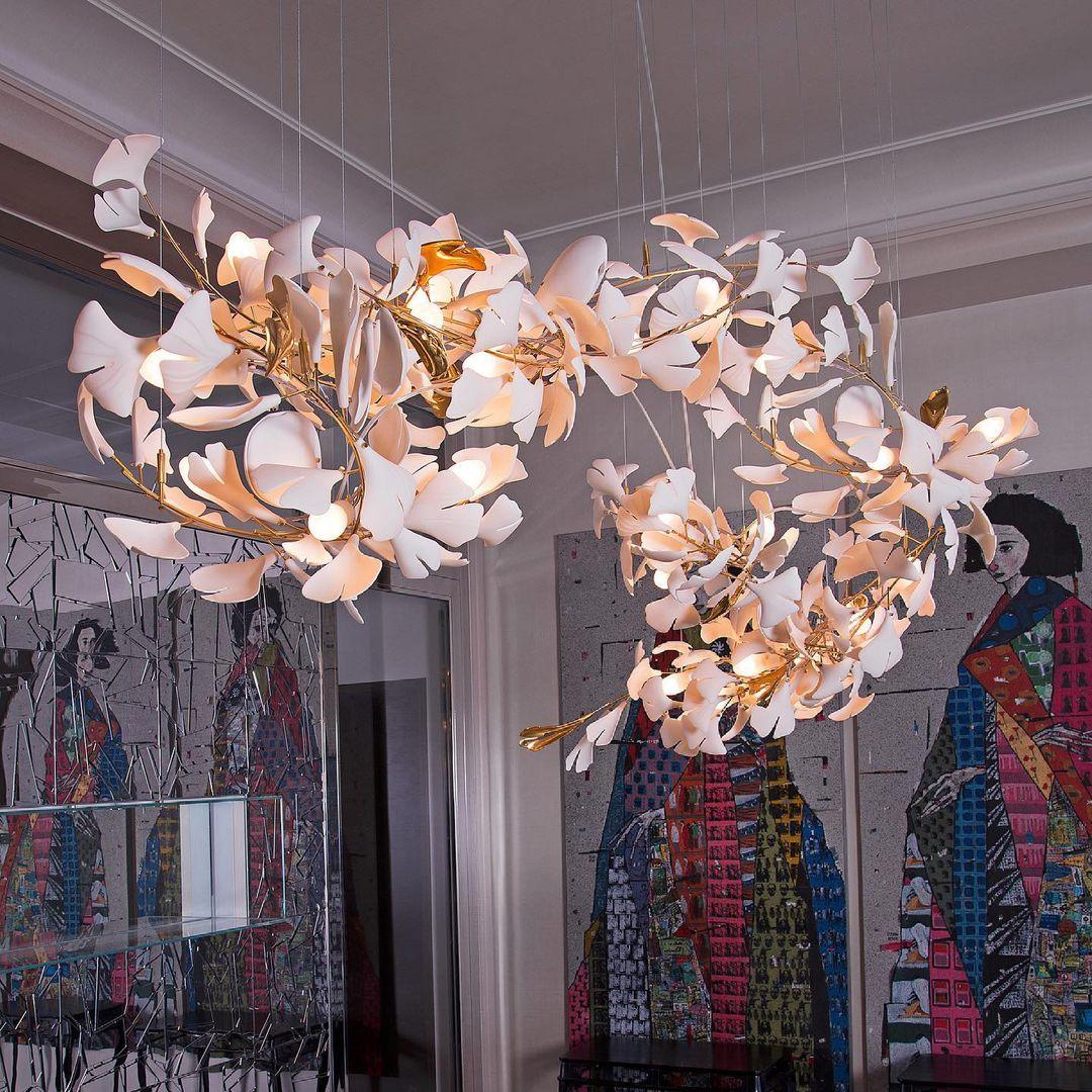 Gingko Ceramic Branch Chandelier E