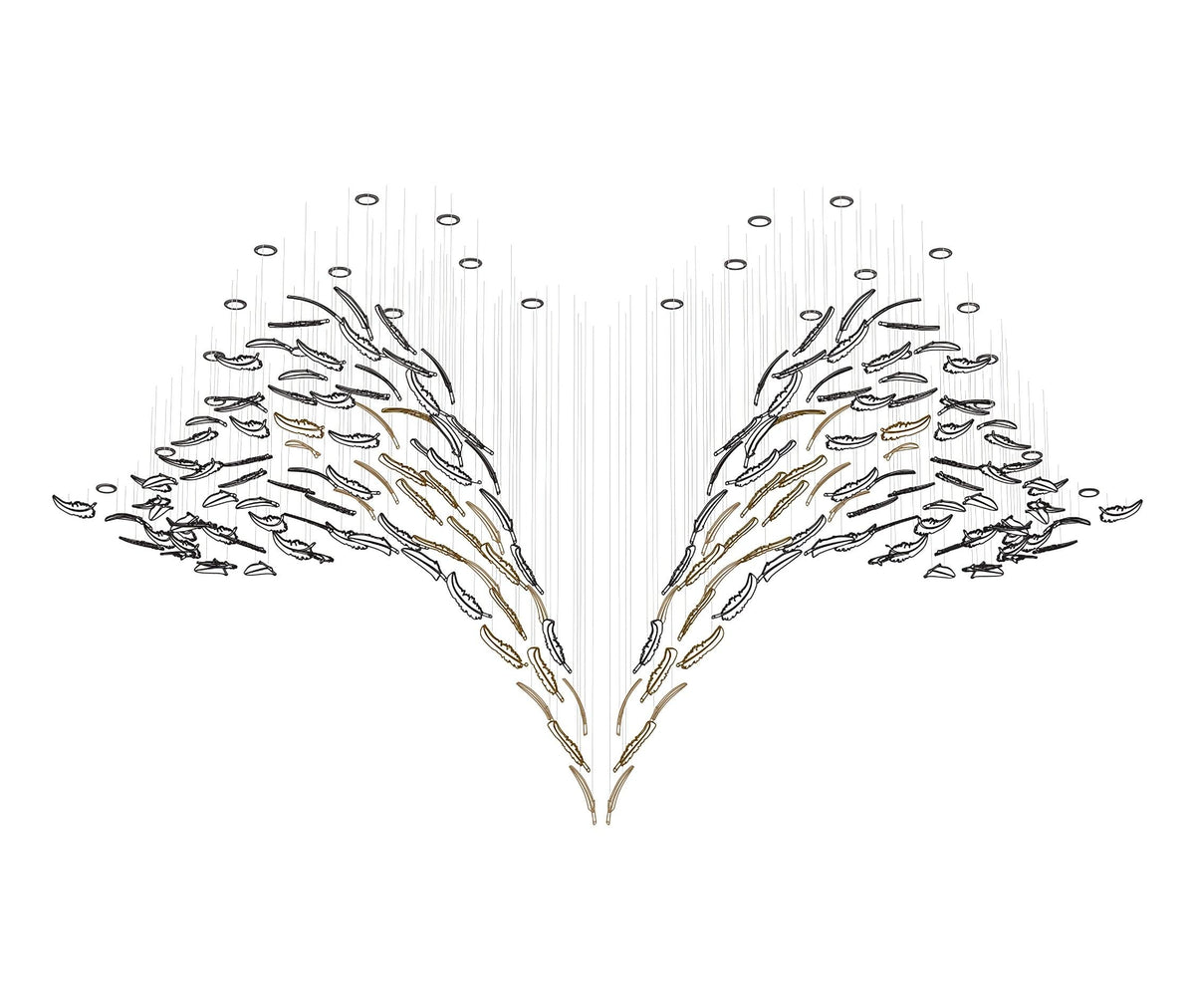 Galaxy Glass Feathers Flying Chandelier