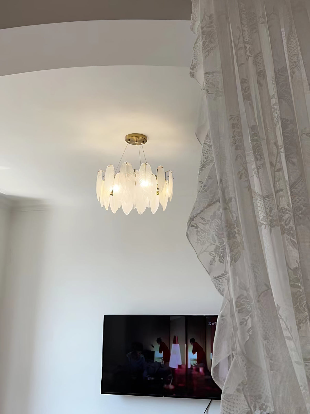Glass Feather Chandelier