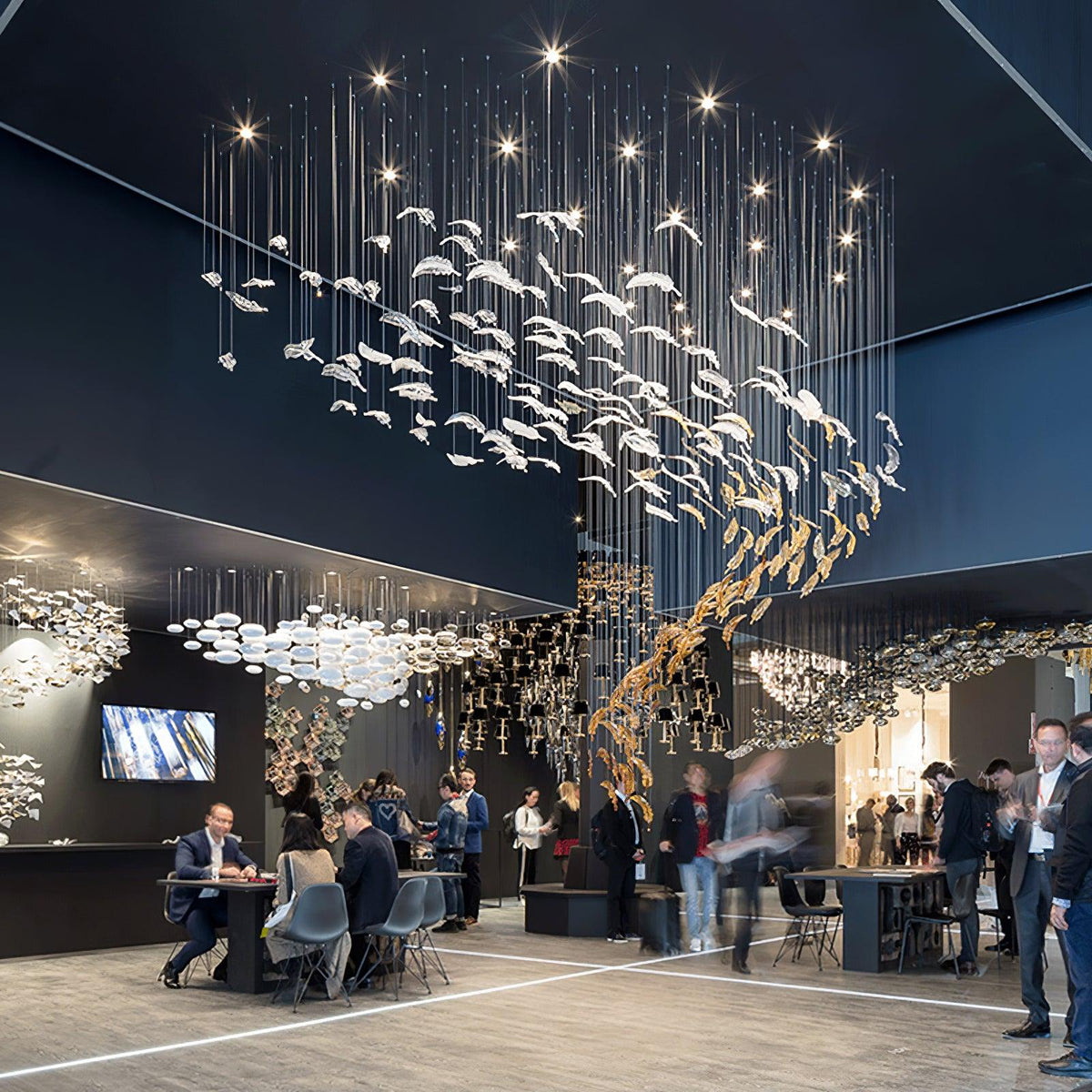 Galaxy Glass Feathers Flying Chandelier