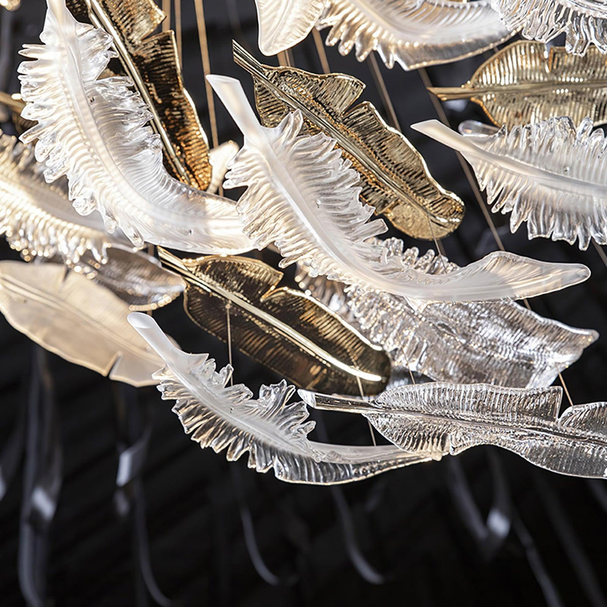 Galaxy Glass Feathers Flying Chandelier