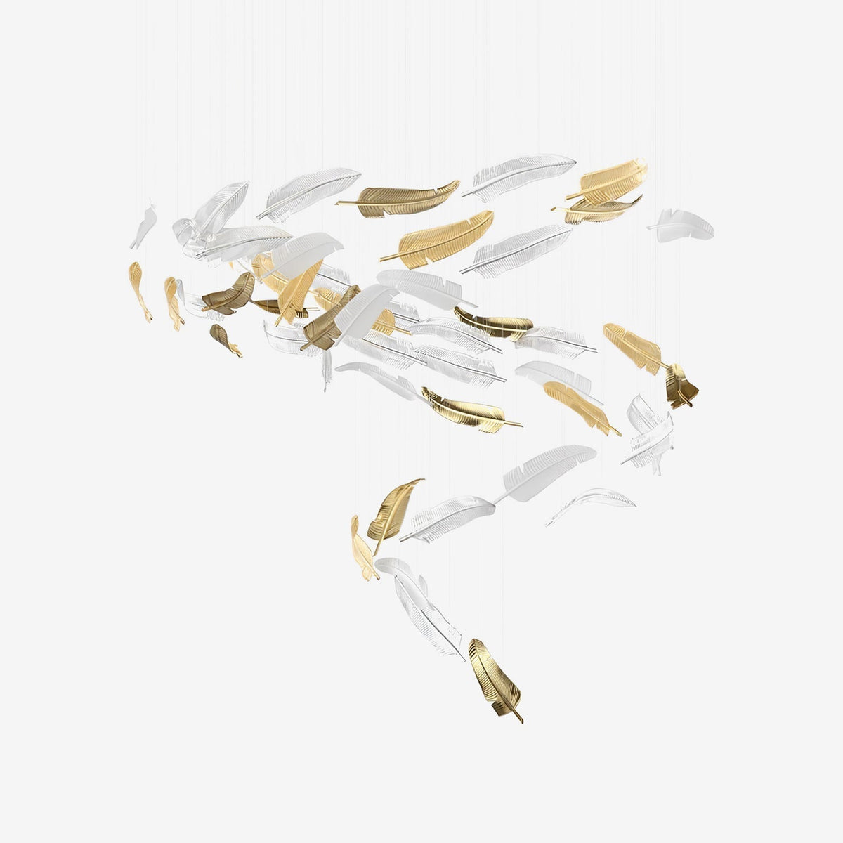 Galaxy Glass Feathers Flying Chandelier