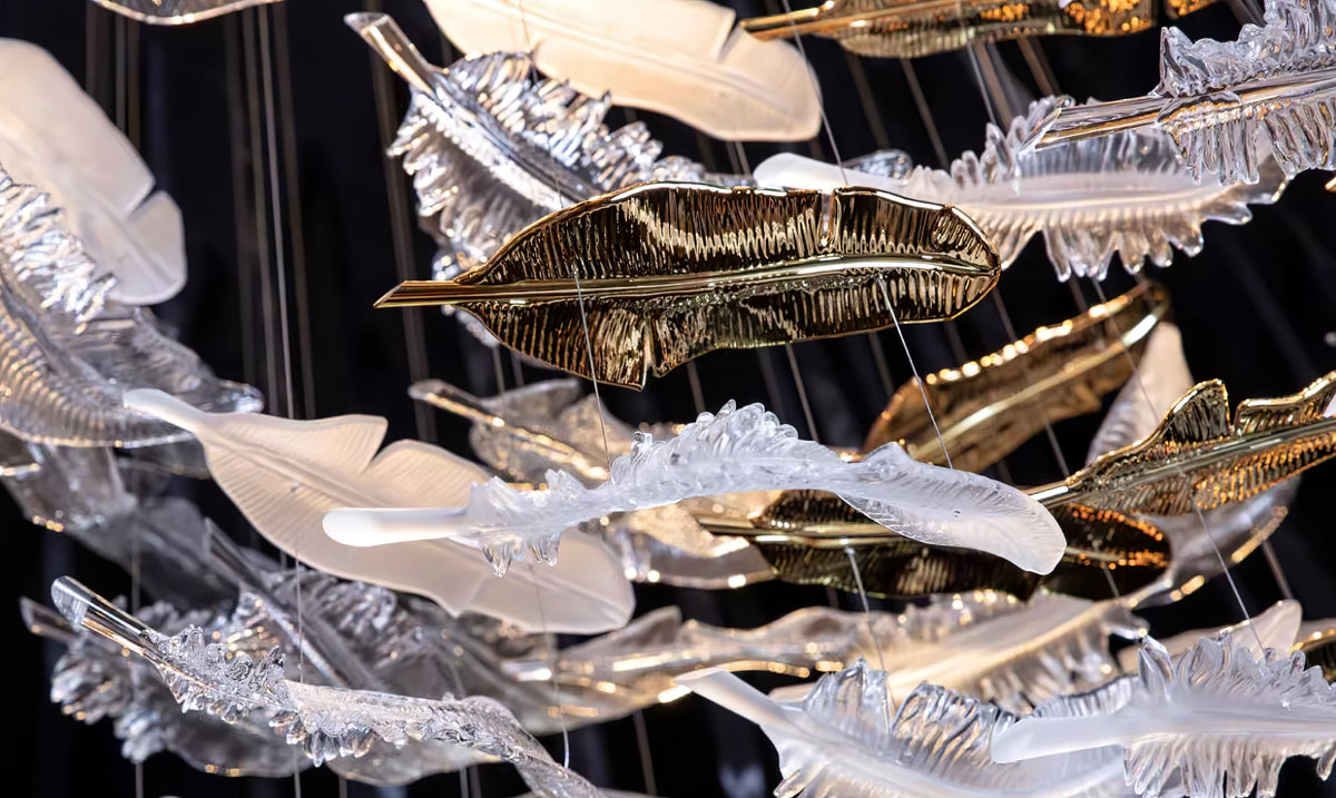 Galaxy Glass Feathers Flying Chandelier