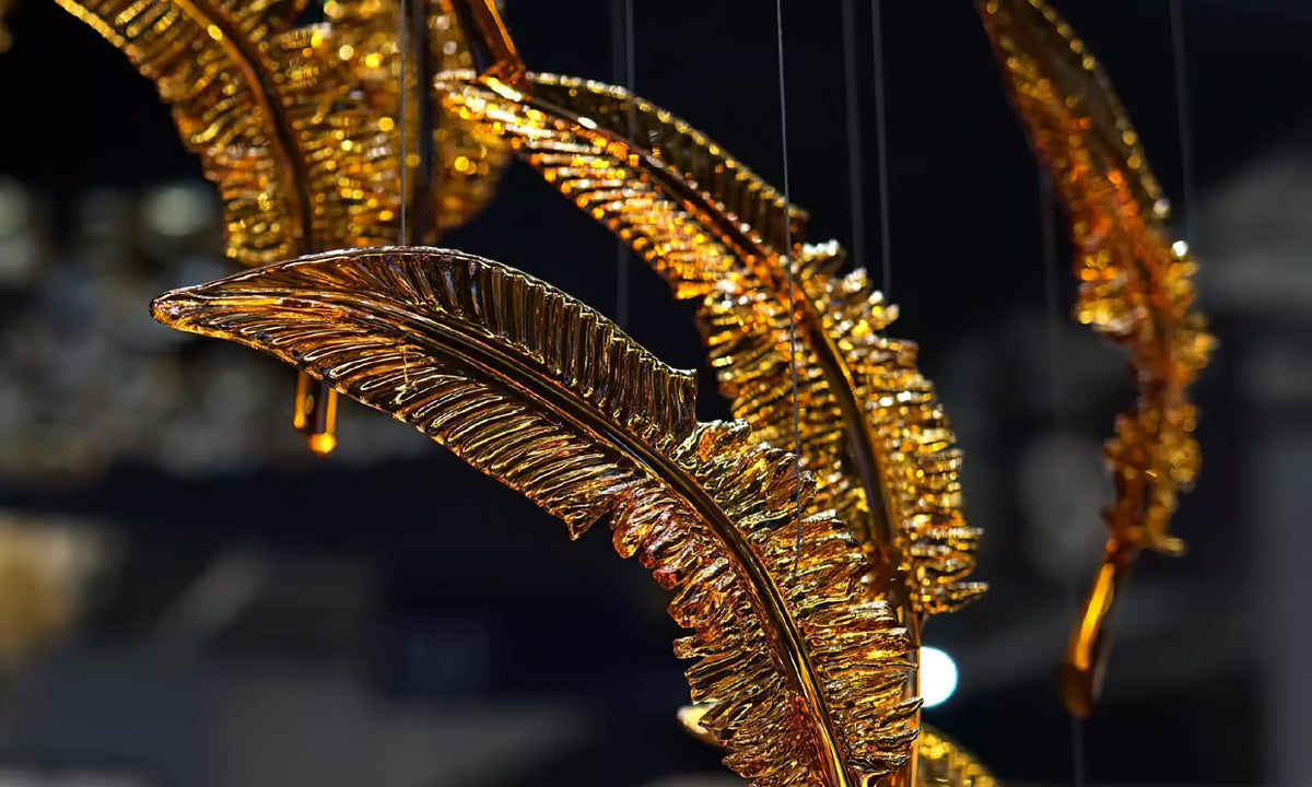 Galaxy Glass Feathers Flying Chandelier