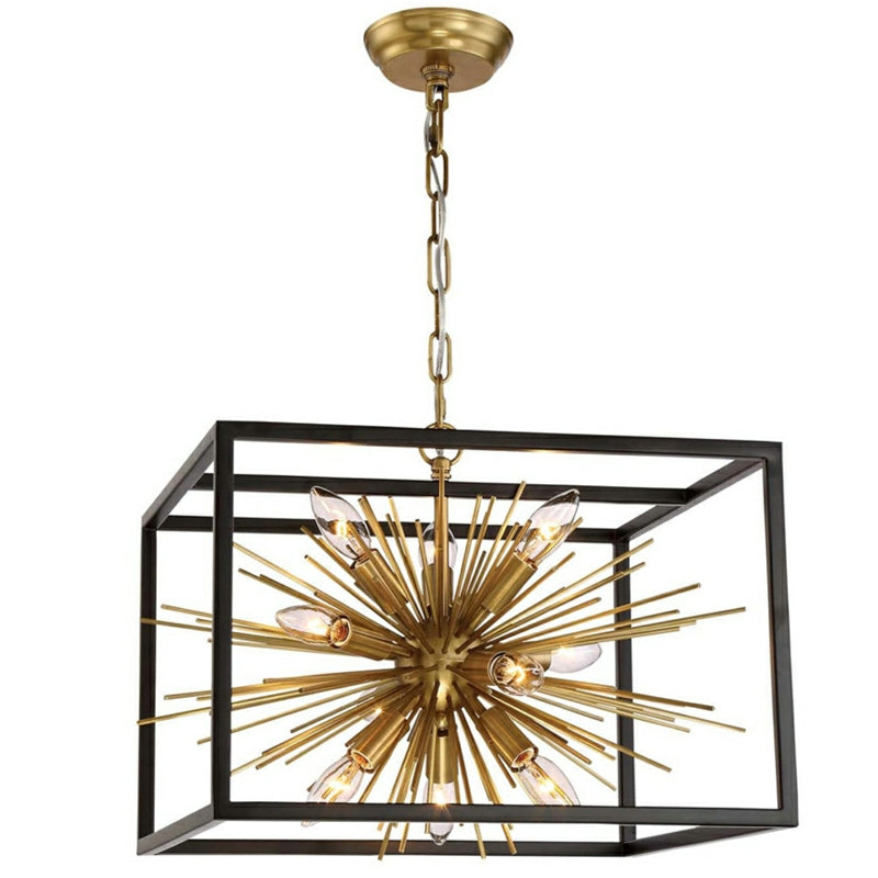 Gold Sputnik Living Room Chandelier Cage Ceiling Pendant Light for Kitchen Dining Room Restaurant Lamp