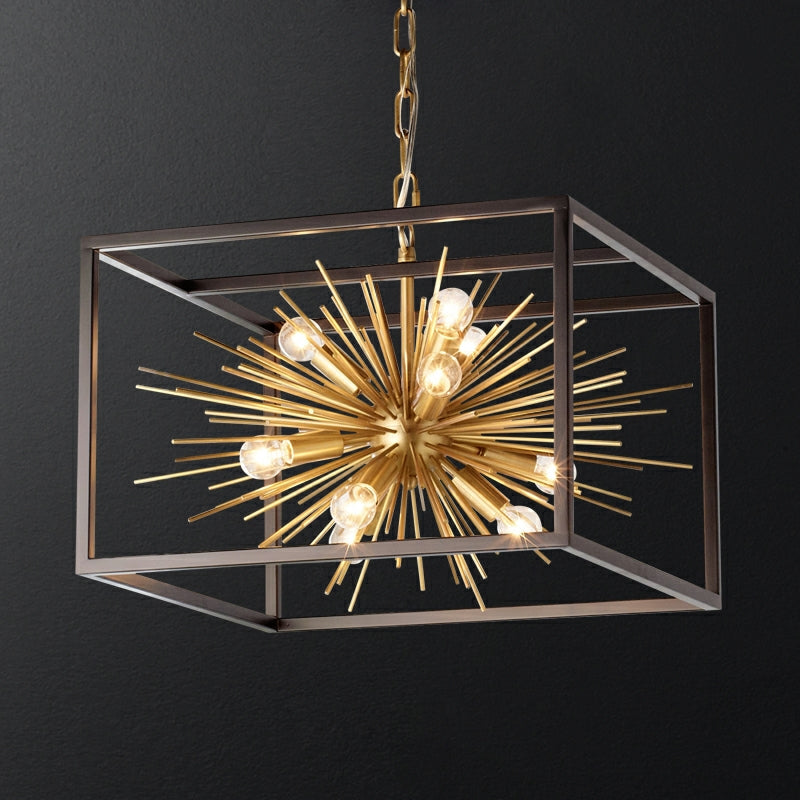 Gold Sputnik Living Room Chandelier Cage Ceiling Pendant Light for Kitchen Dining Room Restaurant Lamp