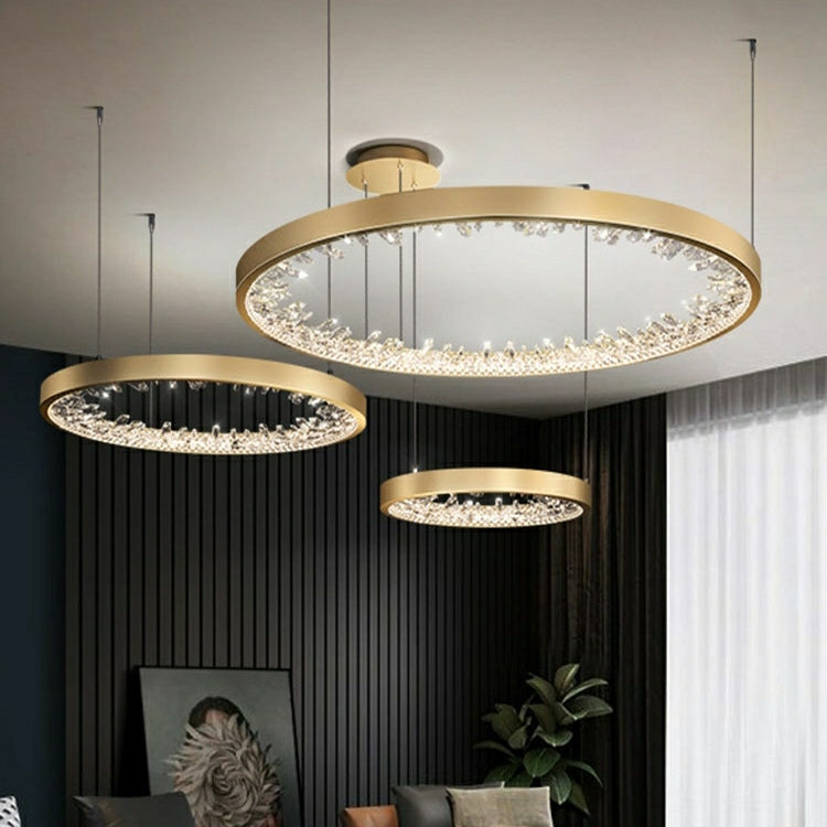 Modern Gold and Black Crystal 1 / 2 / 3 Rings LED Chandelier Pendant Light with Aluminum