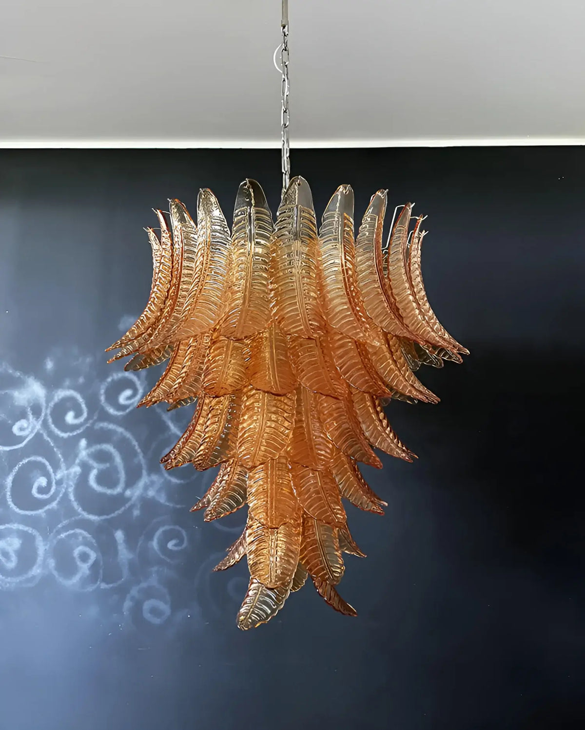 Gorgeous Murano Felci Amber Glass Chandelier