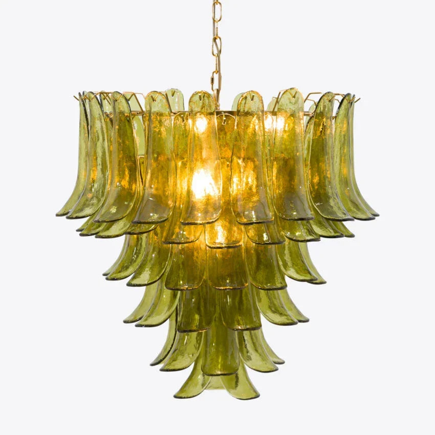 Murano Glass Green Petals Chandelier