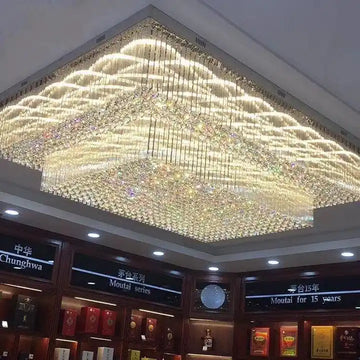 Modern Round Flush Mount Crystal Chandelier with K9 Crystal Finish, 2 or 3 Tiers for Large Areas