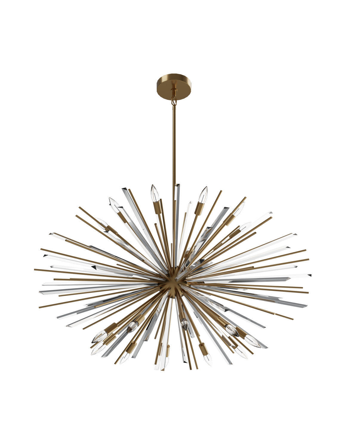 Modern Sputnik Chandelier with Black, Brass, and Chrome Finish – Glass & Metal Quality for Living Room and