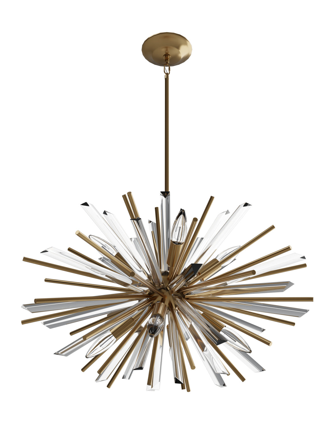 Modern Sputnik Chandelier with Black, Brass, and Chrome Finish – Glass & Metal Quality for Living Room and