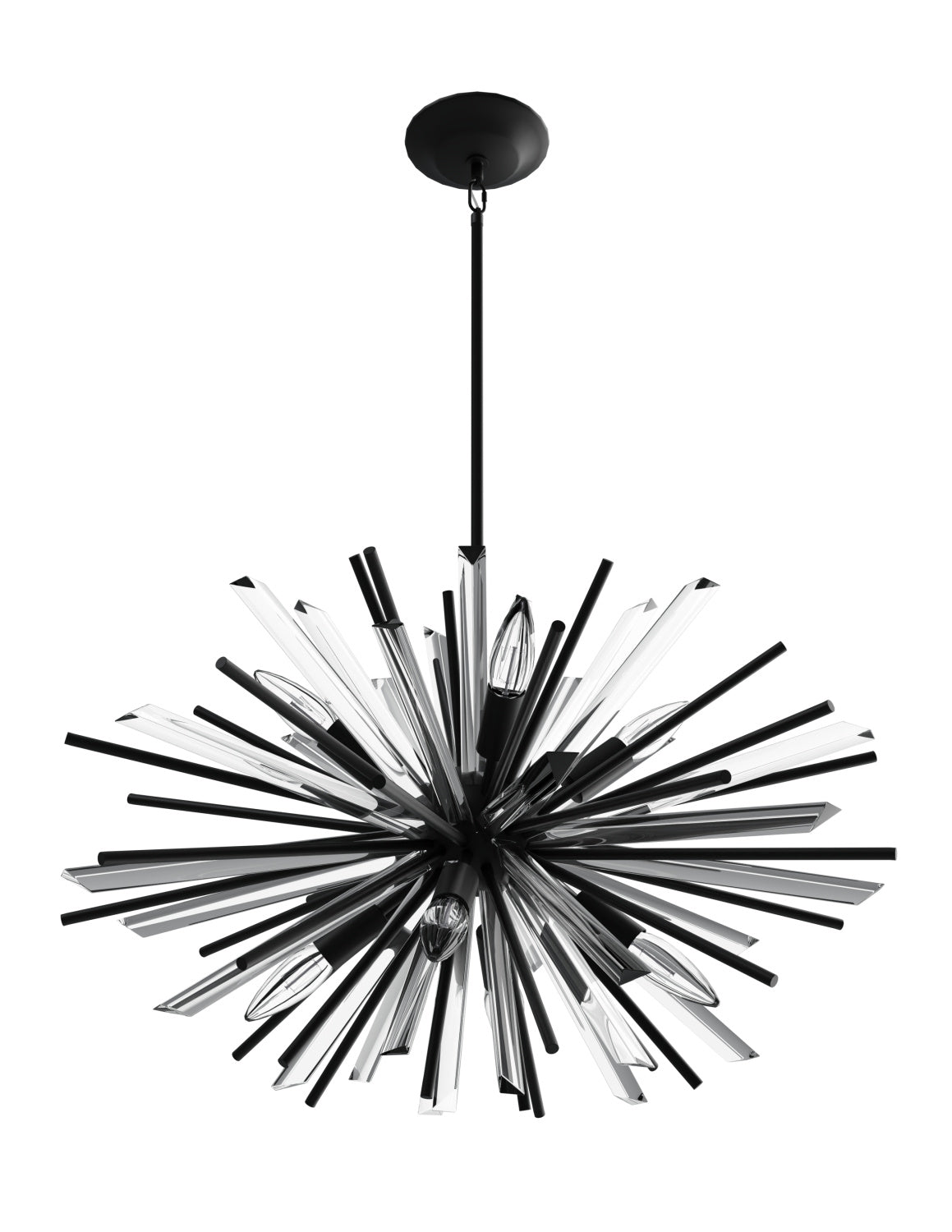 Modern Sputnik Chandelier with Black, Brass, and Chrome Finish – Glass & Metal Quality for Living Room and