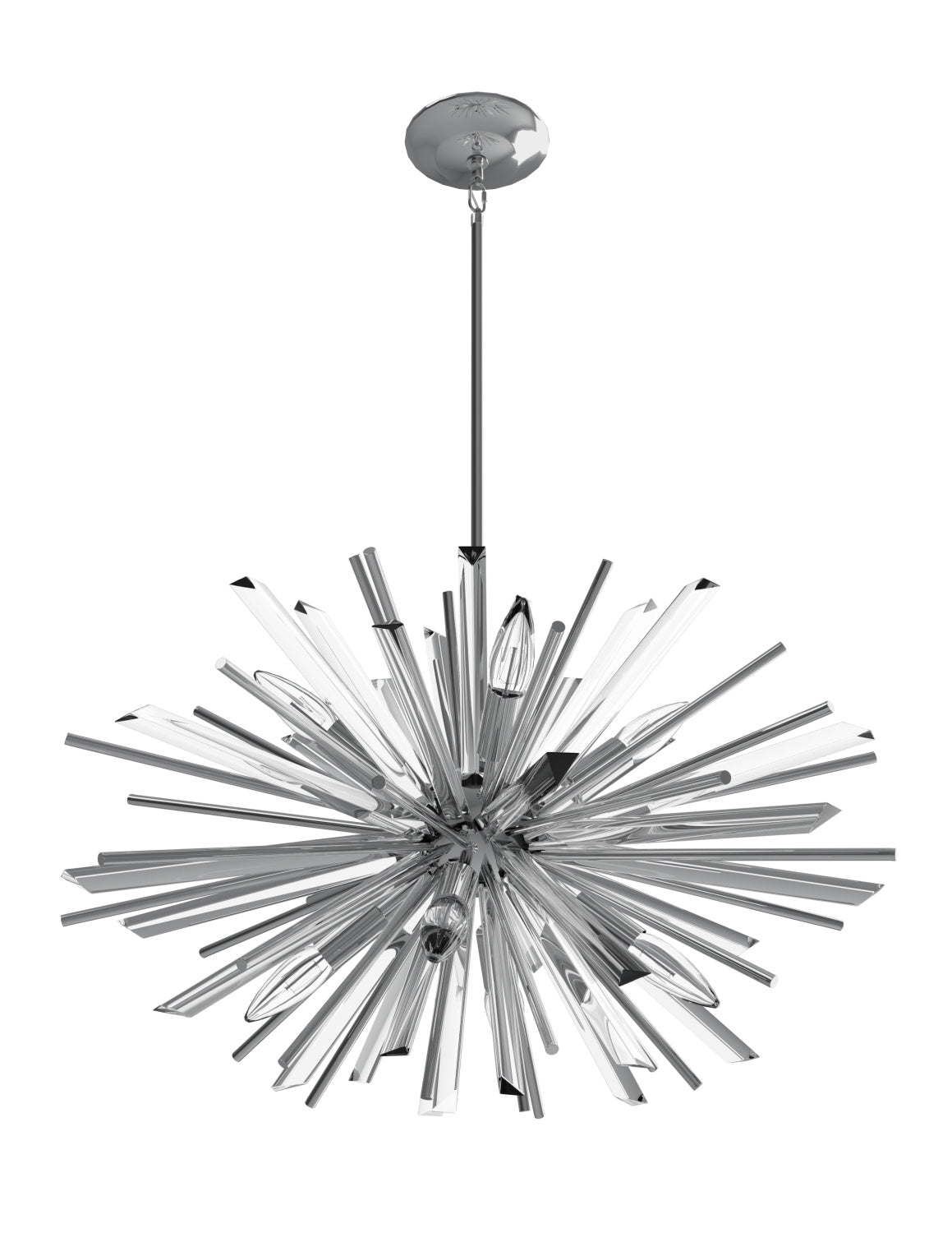 Modern Sputnik Chandelier with Black, Brass, and Chrome Finish – Glass & Metal Quality for Living Room and