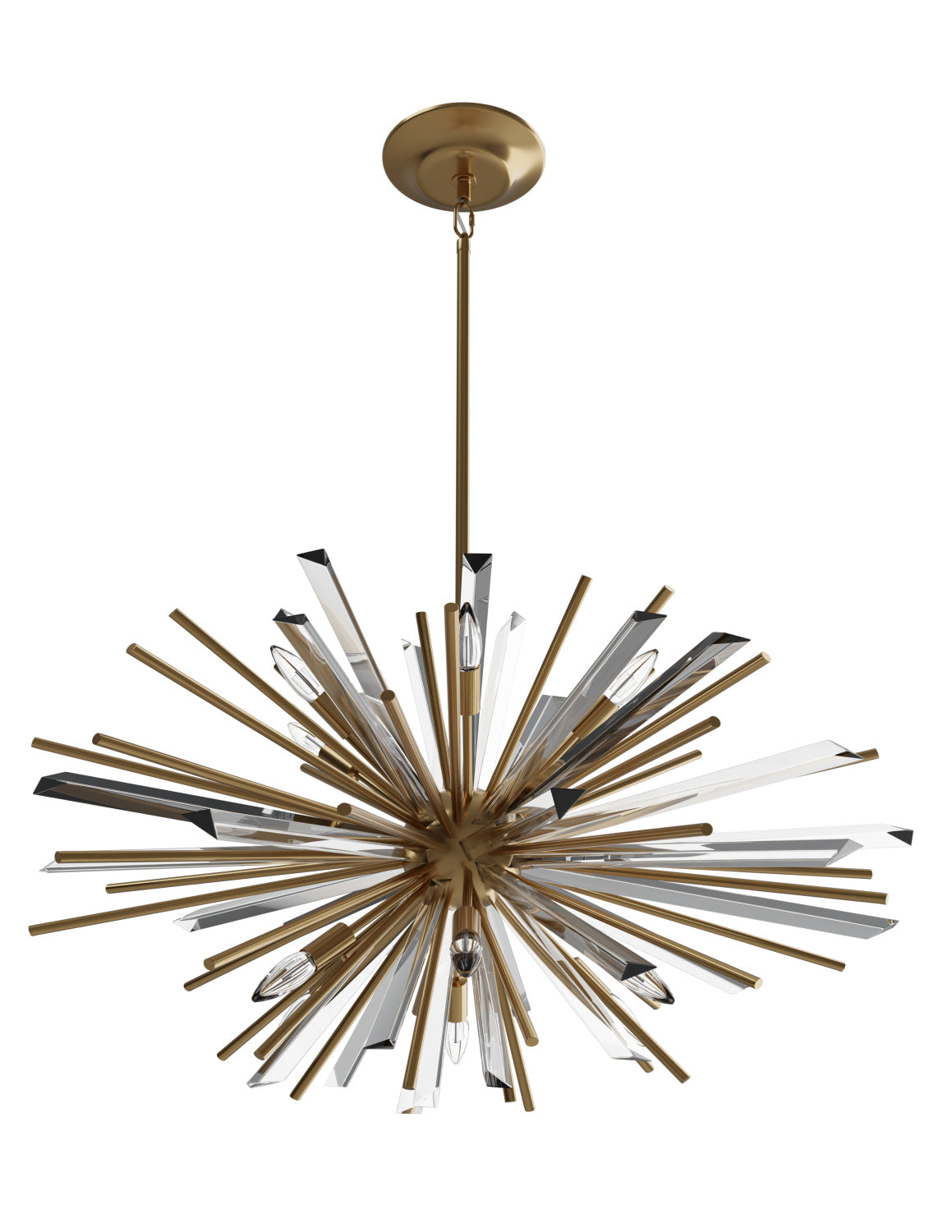 Modern Sputnik Chandelier with Black, Brass, and Chrome Finish – Glass & Metal Quality for Living Room and