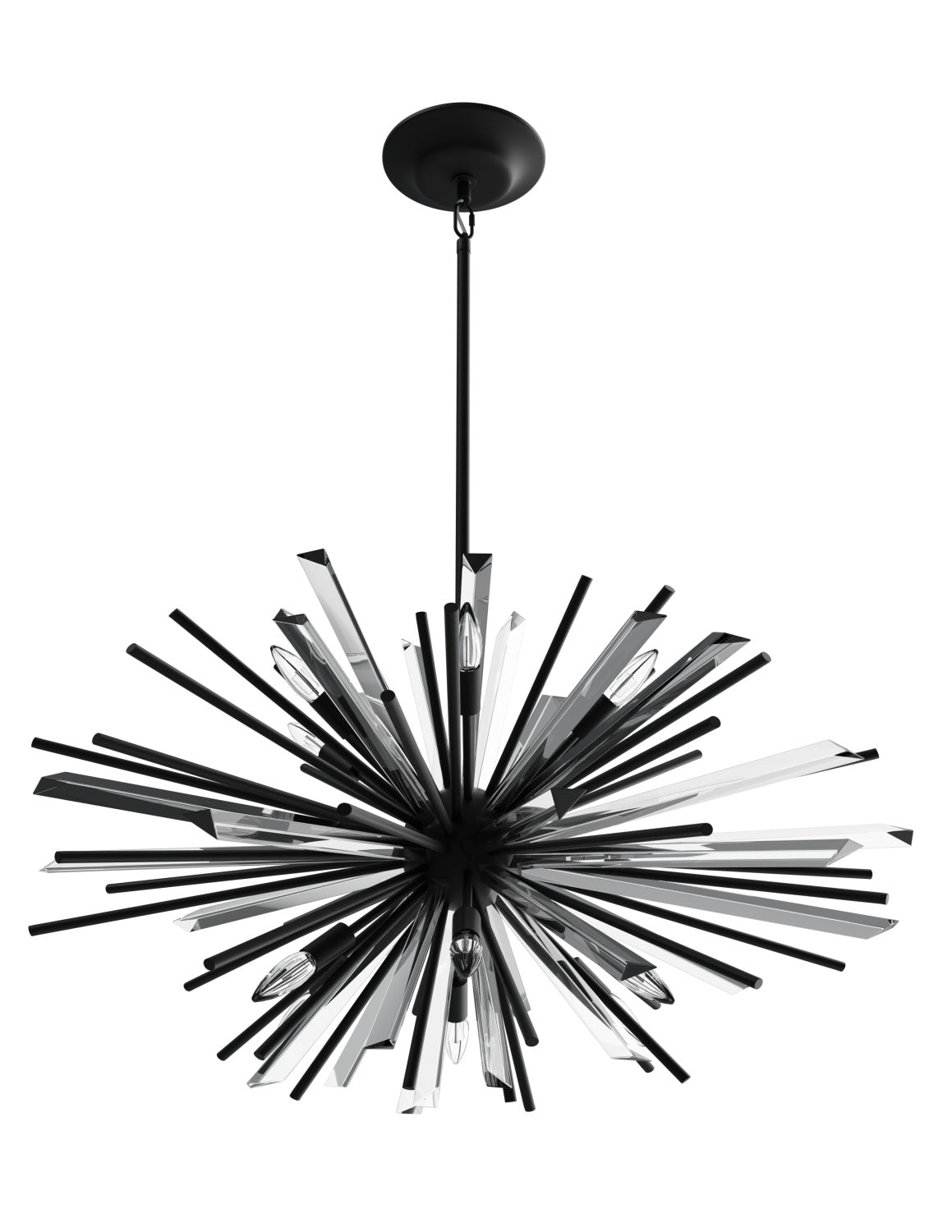 Modern Sputnik Chandelier with Black, Brass, and Chrome Finish – Glass & Metal Quality for Living Room and