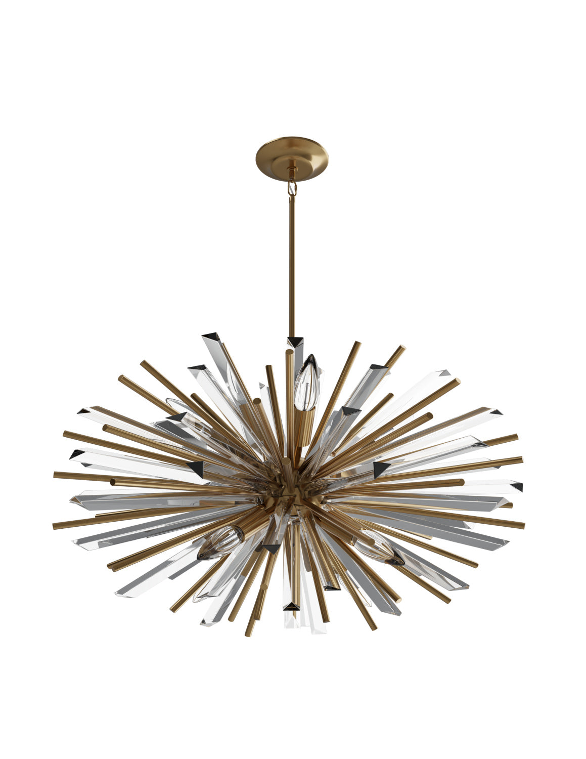 Modern Sputnik Chandelier with Black, Brass, and Chrome Finish – Glass & Metal Quality for Living Room and