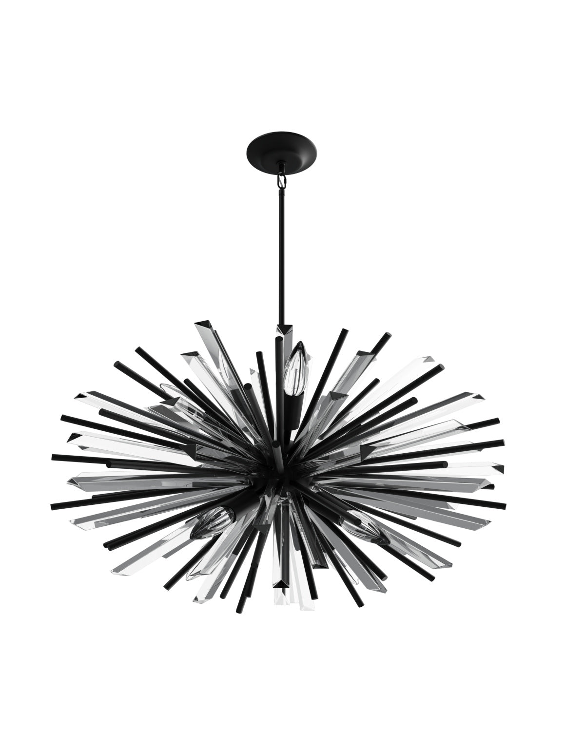 Modern Sputnik Chandelier with Black, Brass, and Chrome Finish – Glass & Metal Quality for Living Room and