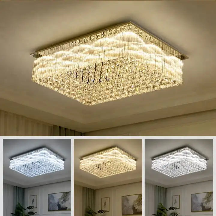 Modern&luxury Extra Flush Mount Rectangle Crystal Chandelier
