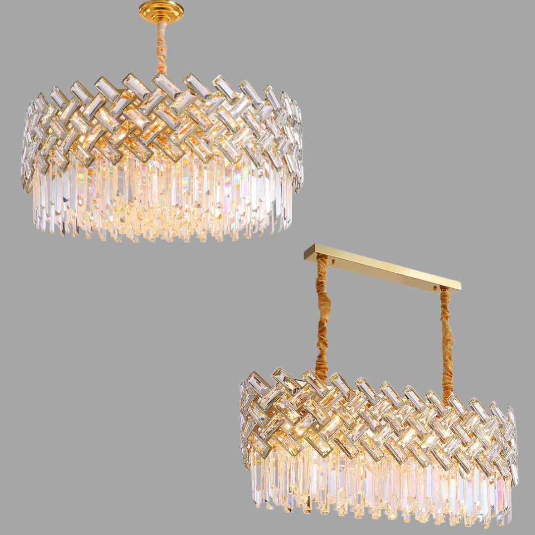 Post-Modern Light Luxury Fence Crystal Chandelier Suit for Living / dining Room