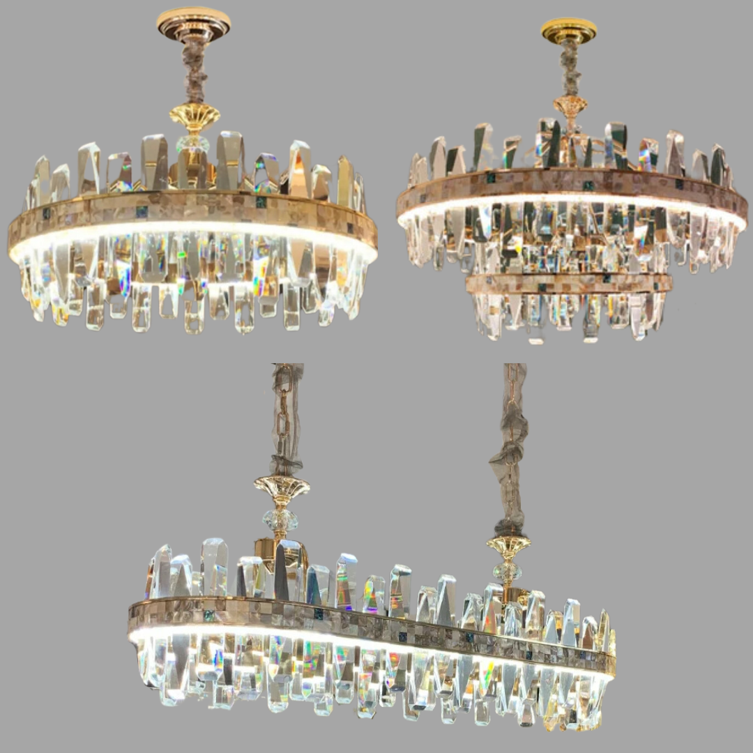 Affordable Round K9 Crystal Chandelier Lighting for Living Room Modern Rectangle Pendant Lamp for Dining Table