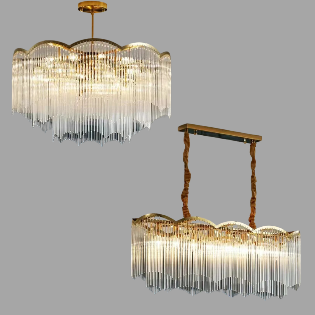 Elegant Lighting Chandelier Linear Crystal Lamp for Living / Dining Room