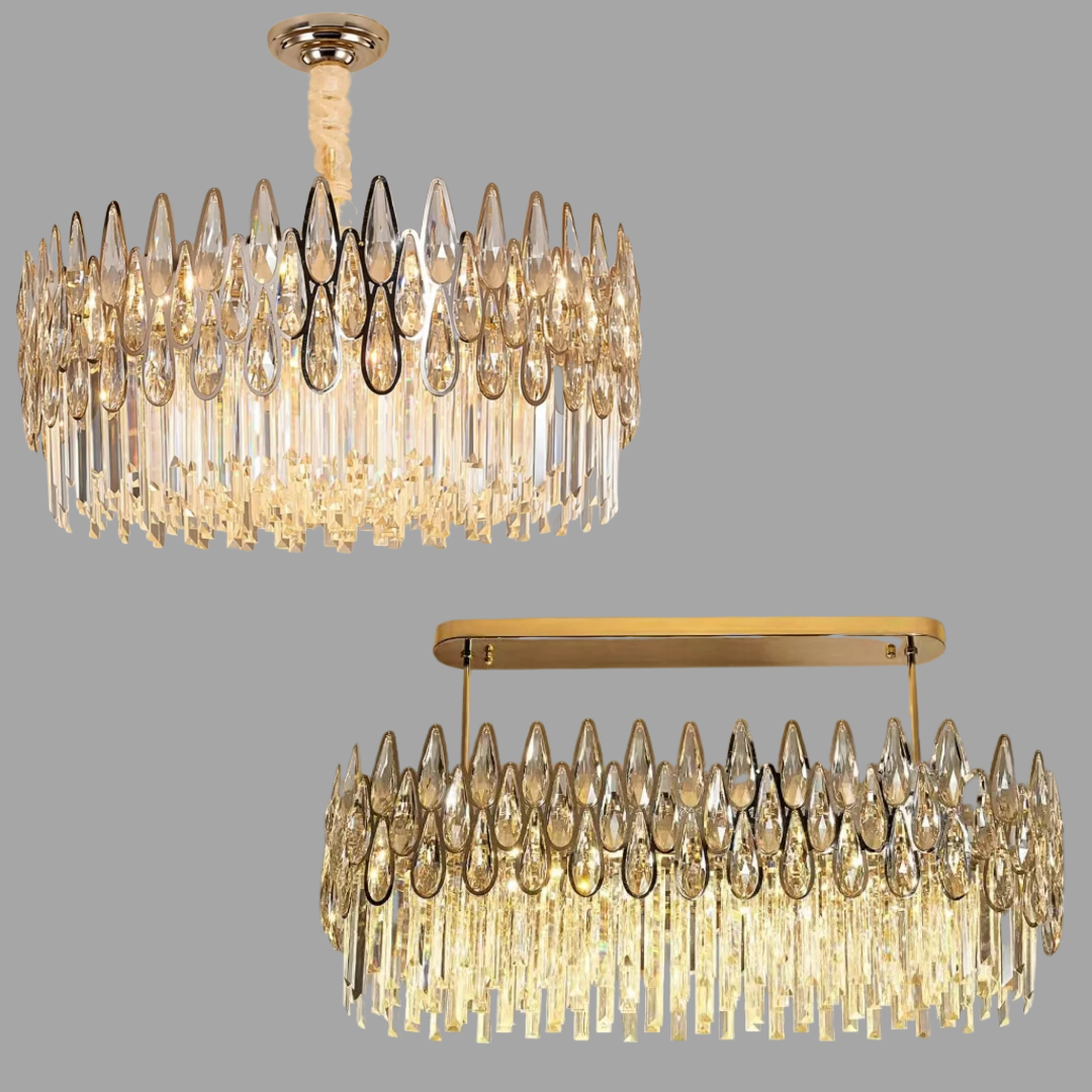 Modern Round / rectangular Raindrop Crystal Chandelier for Low-Ceiling