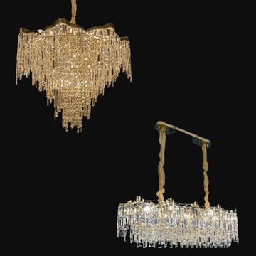 Crystal Tassel Chandelier Set for Living Room / dining Room and Bedroom