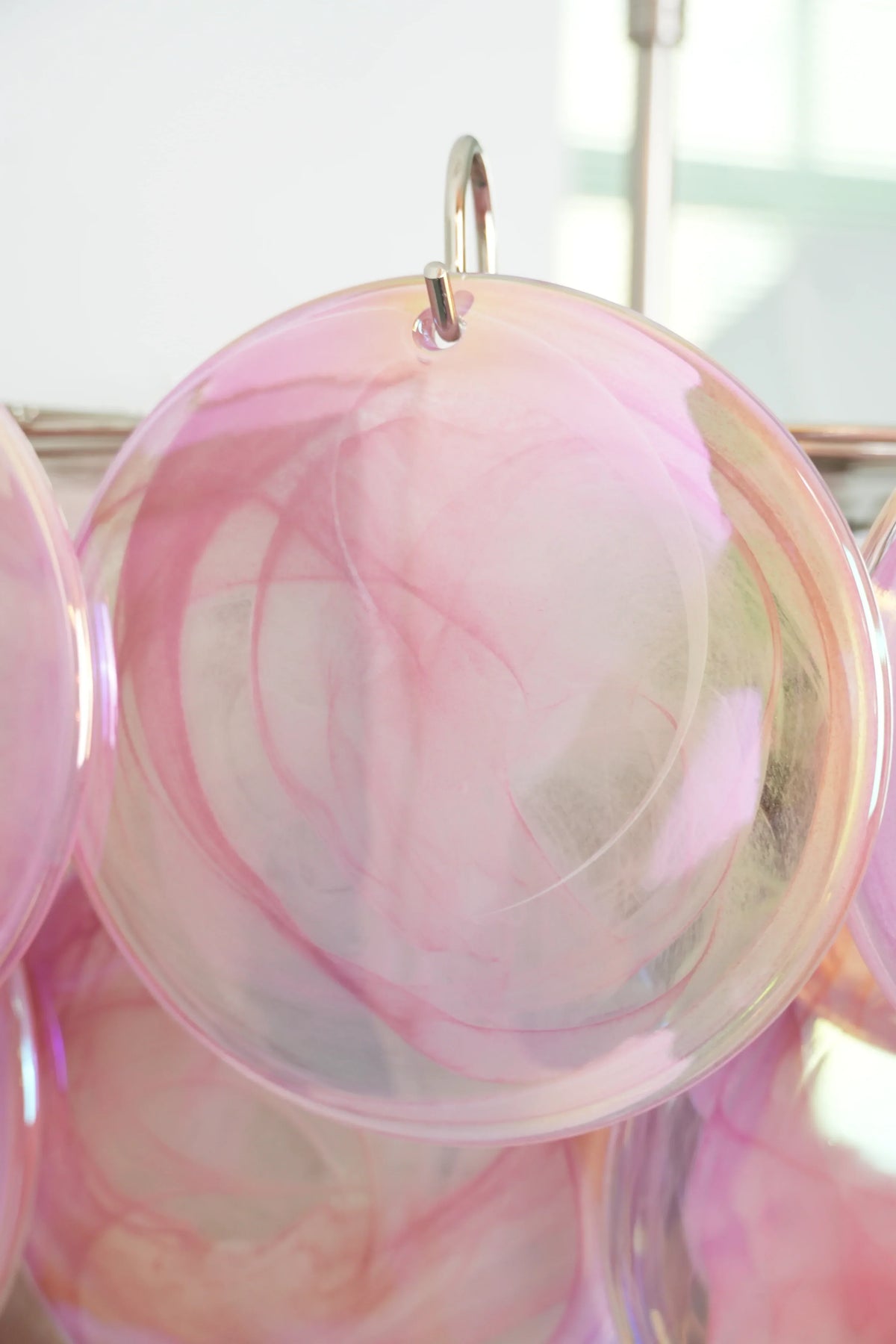 Elegant Pink Murano Disc Chandelier