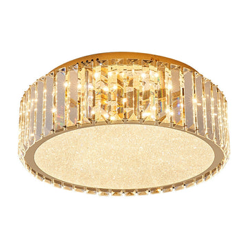Hotel Gold Flush Mount Ceiling Lighting Round Crystal Chandelier for Bedroom