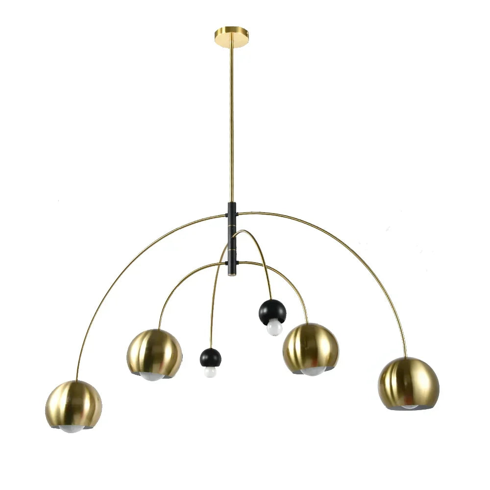 Modern Cosmic Sputnik Chandelier with Aged Brass Finish and Steel Frame for Living Room Bedroom