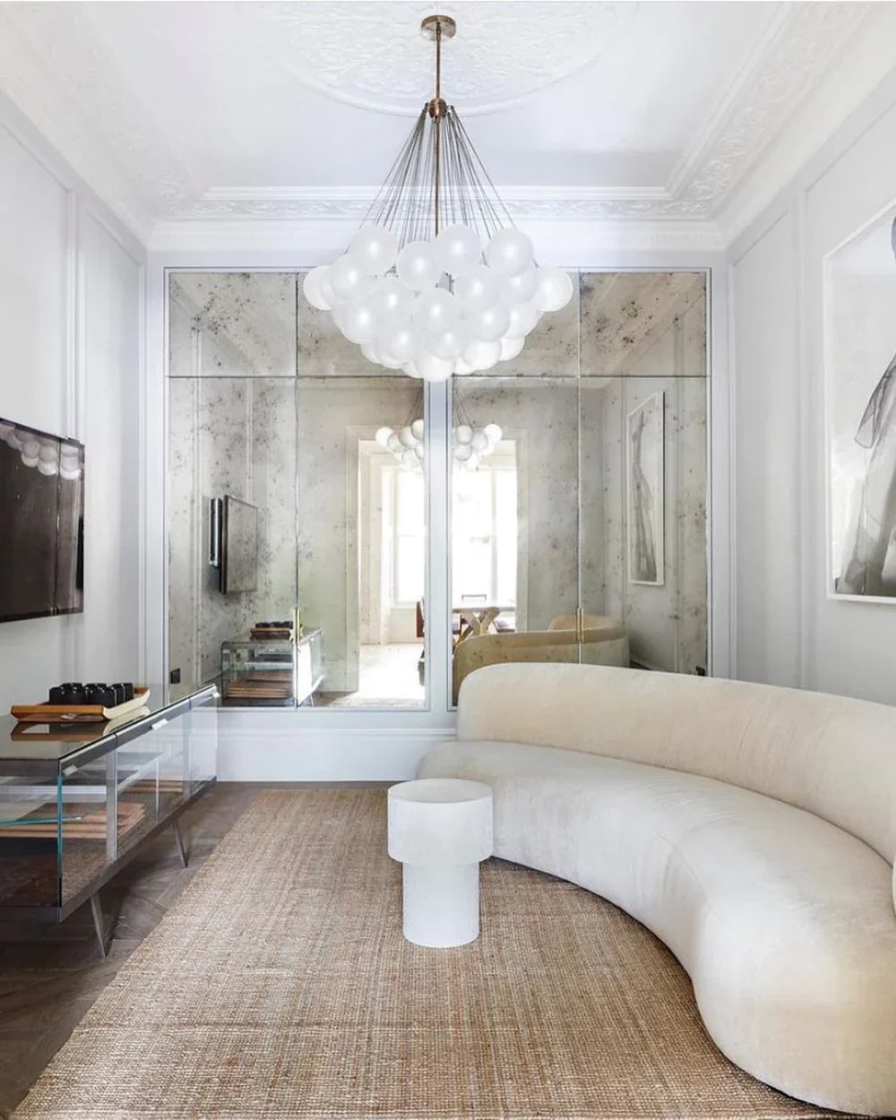 Modern Glass and Metal Cloud Balloon Chandelier with Minimalist Finish for Living Room Bedroom