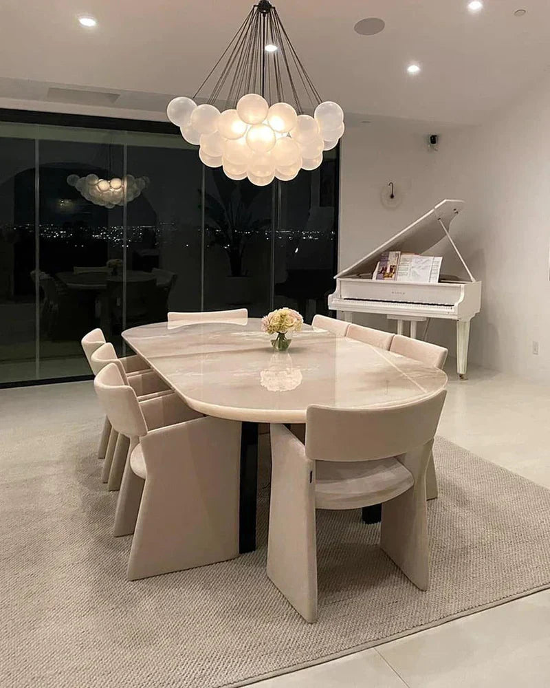 Modern Glass and Metal Cloud Balloon Chandelier with Minimalist Finish for Living Room Bedroom