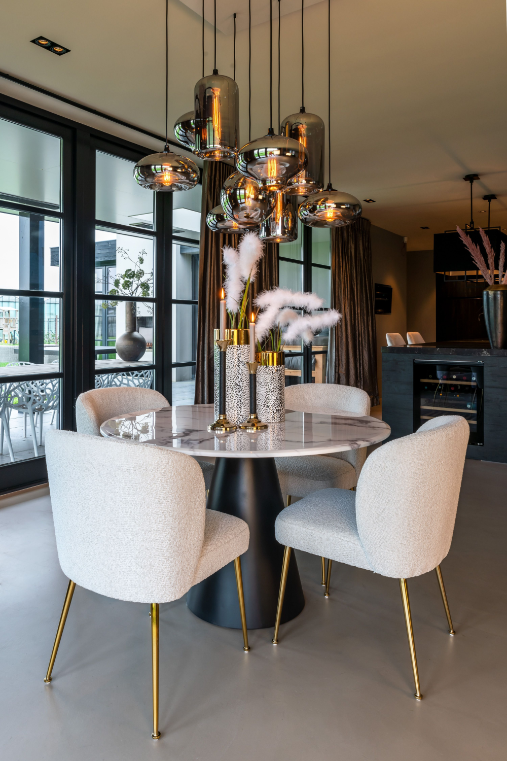 Modern Smoke Gray Glass 9 Lights Pendant Chandelier for Dining Room