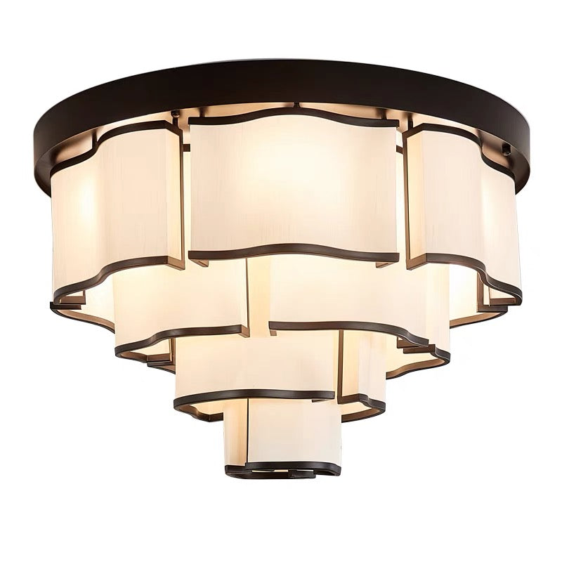 Modern Flush Mounted 3 / 4 / 5-Tier Round Acrylic Chandelier in Black Finish
