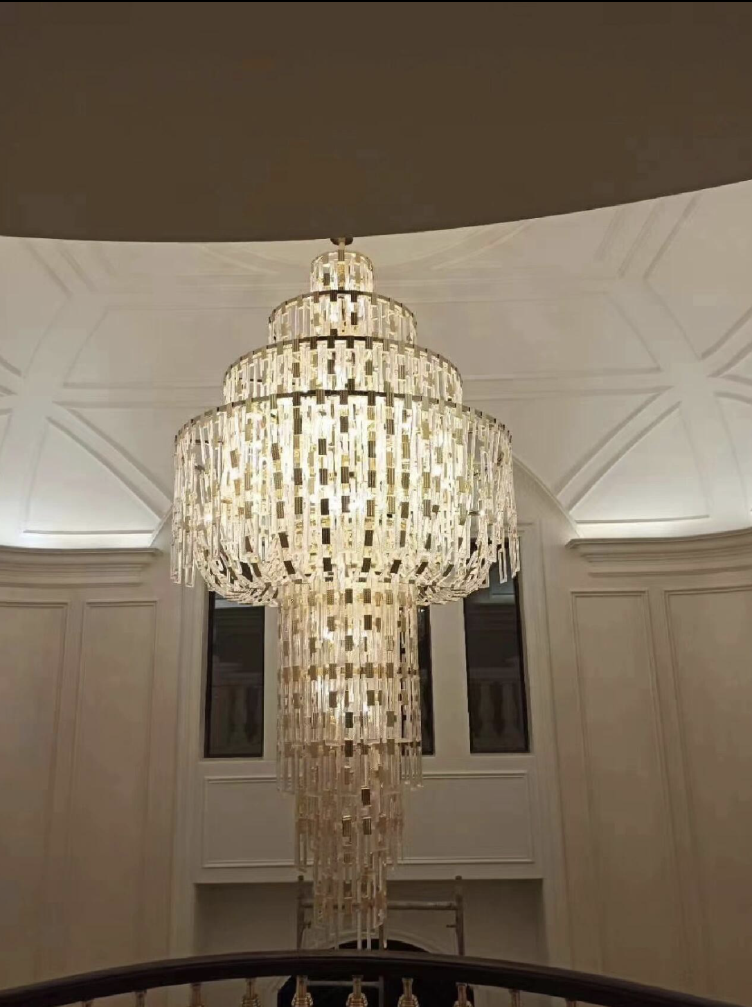 Luxury Multi-Tiered Crystal Glass Buckles Chandelier for High-Ceiling