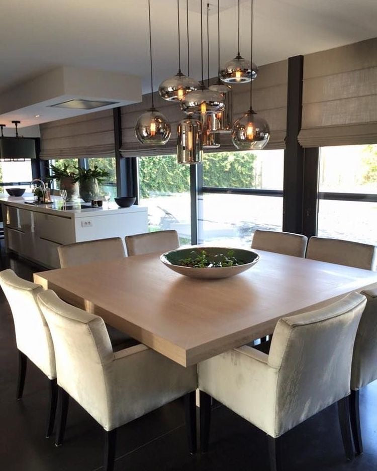Modern Smoke Gray Glass 9 Lights Pendant Chandelier for Dining Room