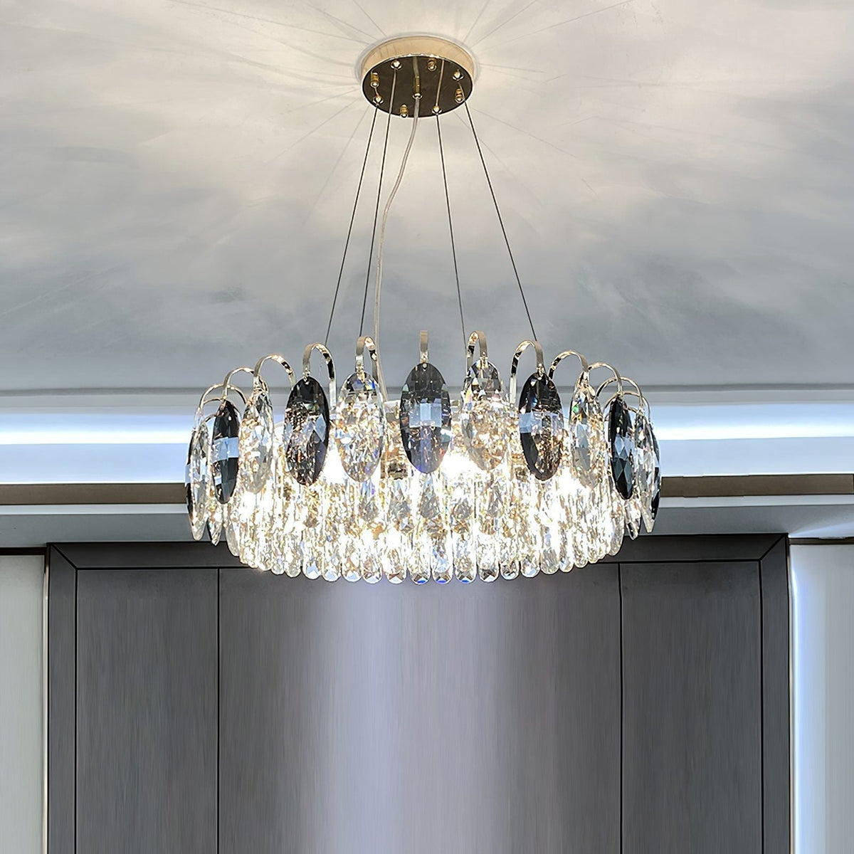 Luxurious K9 Crystal Chandelier Modern Ceiling Light Fixtures Set for Living Room / dining Room
