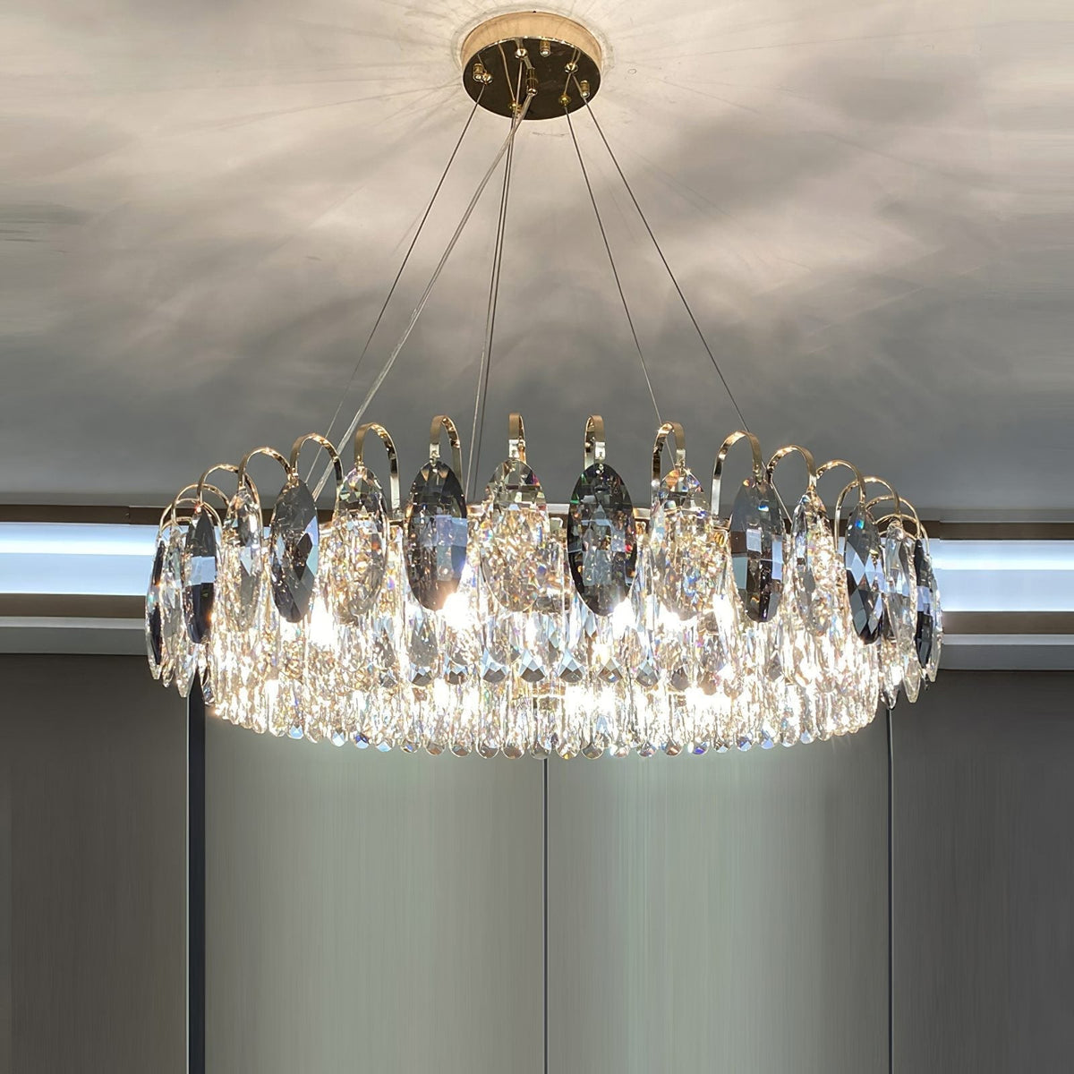 Luxurious K9 Crystal Chandelier Modern Ceiling Light Fixtures Set for Living Room / dining Room