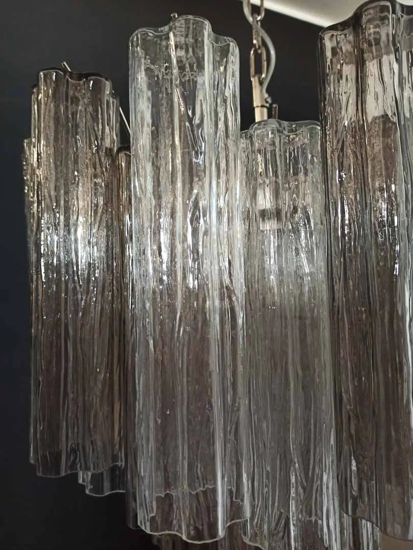 Murano Glass Chandelier – 36 Tubes – Smoked / transparent