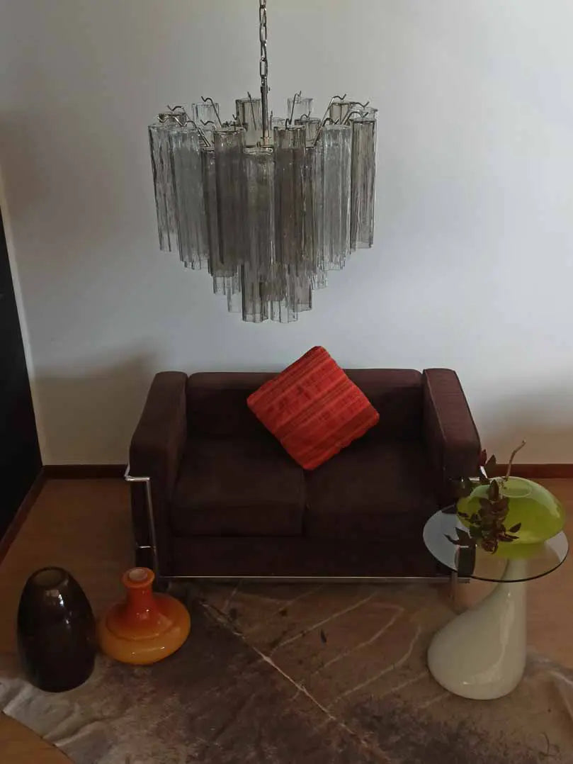Murano Glass Chandelier – 36 Tubes – Smoked / transparent